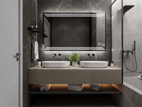 Specchio per bagno con mensola e illuminazione M17