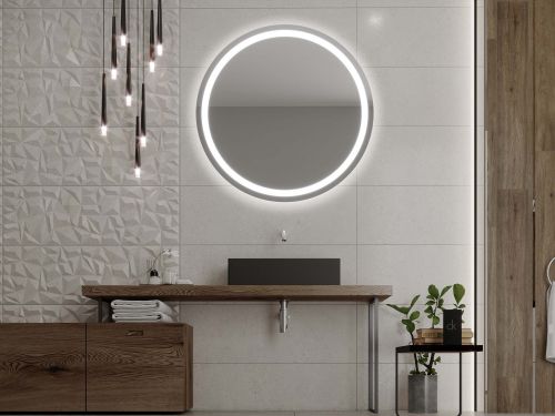 Rotondo specchio per bagno con illuminazione LED C4